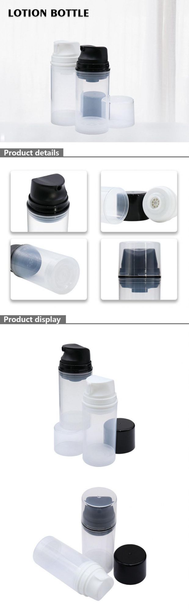 Wholesale Cosmetic Packaging Clear Plastic Airless Bottles 100ml