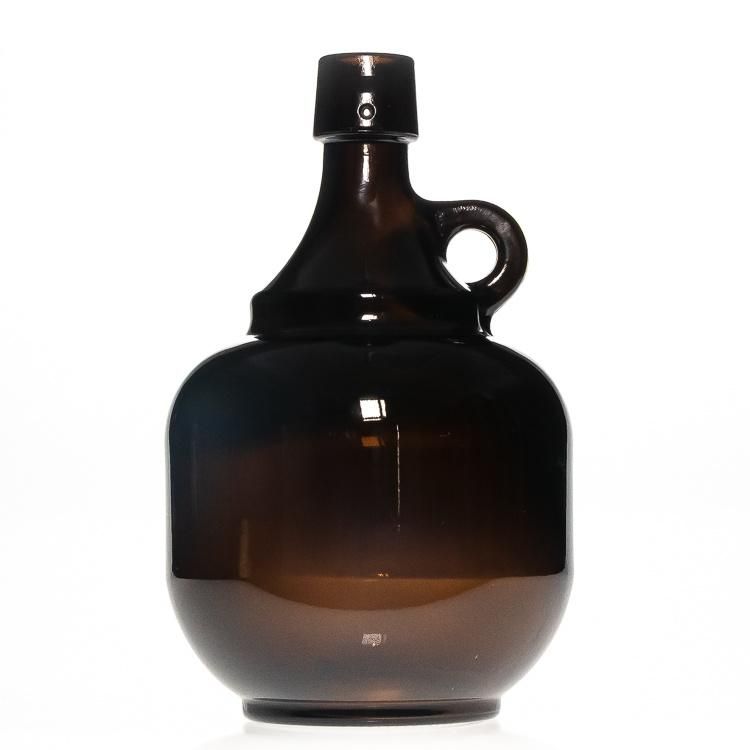 2L 1/2 Gallon Amber/Brown Glass Growler Red Wine Jugs Glass Beer Jug Glass Bottle with Handle
