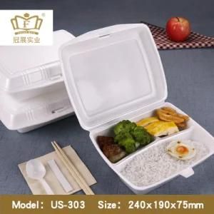 Us-303 Disposable Take Away 3 Compartments Foam Food Lunch Box for Restaurant Package