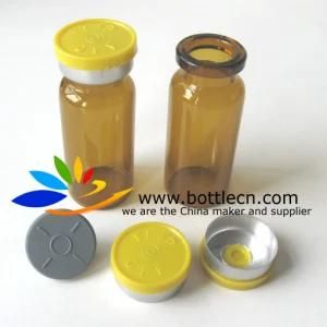 10ml Sterile Amber Vial Gray Rubber Stopper Yellow 20mm Flip off Caps Crimper