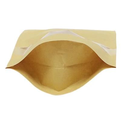Reclosable Zipper Kraft Brown Paper Bags Custom Brown Kraft Paper Pouch Brown Paper Bag with Window