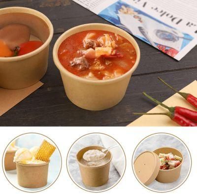 Kraft White Biodegradable PE/PLA Coated Food Grade Paper Soup Cup Takeaway Packaging Cup