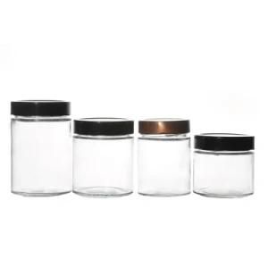 Multiple Capacities Clear Round High Quality Food Glass Jar 100ml 200ml 350ml 500ml Customize Traight Round Glass Jars with Lids