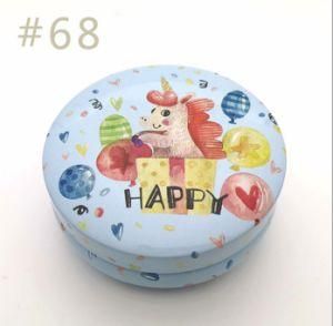 Round Tinplate Candy Box in Rainbow Colors with a Zebra Design