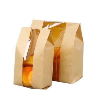 Wholesales Decorative Toast Bread Paper Bags for Bakery with Window