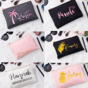 Personalized Makeup Bag Custom Name Cosmetic Bag Bridesmaid Gift Canvas Pouch Wedding Bridal Bag