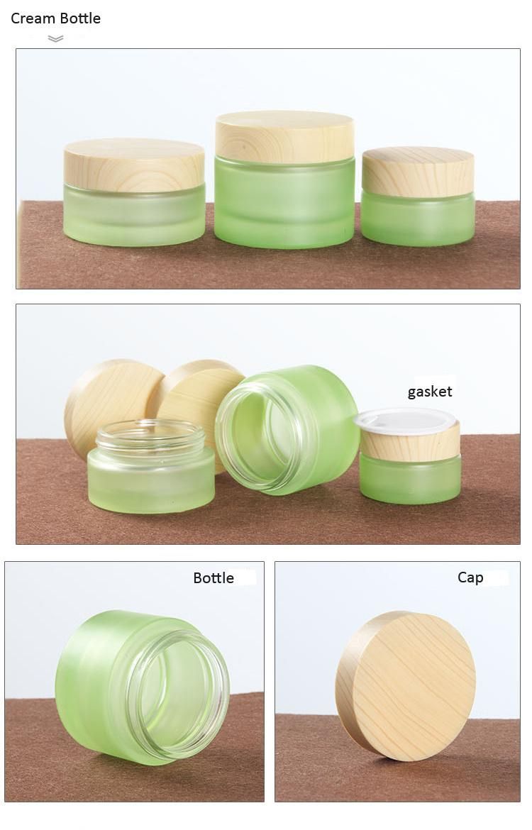 Green Frosted Glass Cosmetic Bottle Mist Spray Glass Bottle Cream Jar Glass Lotion Pump Bottle