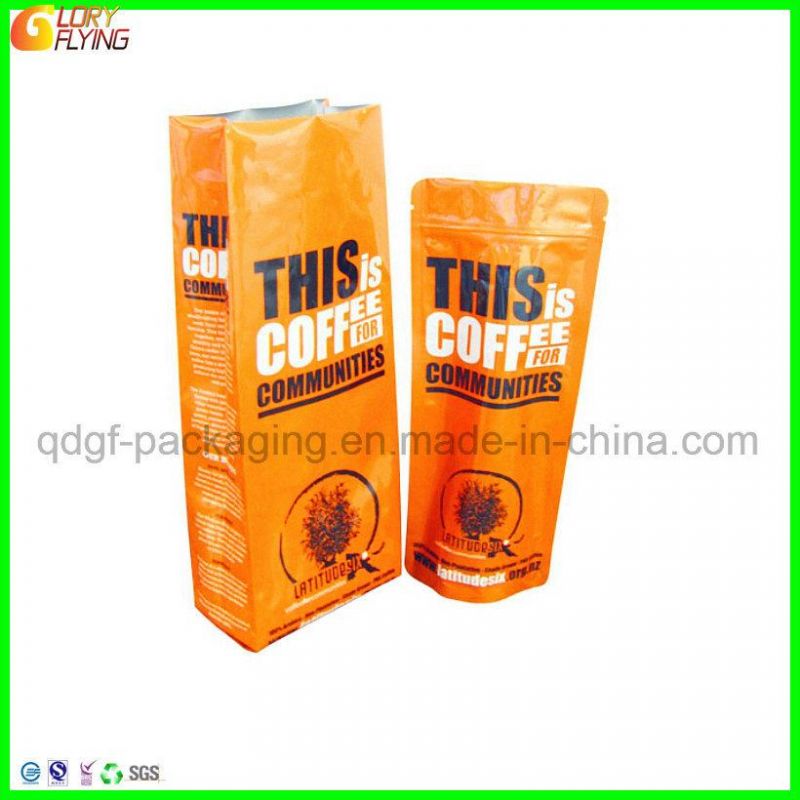Upright Coffee Packaging Bag Bottom Gusset Clear Window with Zipper Bag.