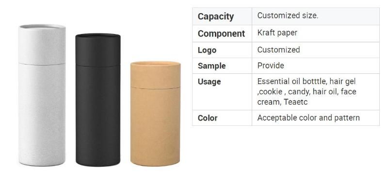 Custom Recycled Black White Brown Cosmetic Paper Tube Packaging Paper Tube for Cosmetic Food Tea