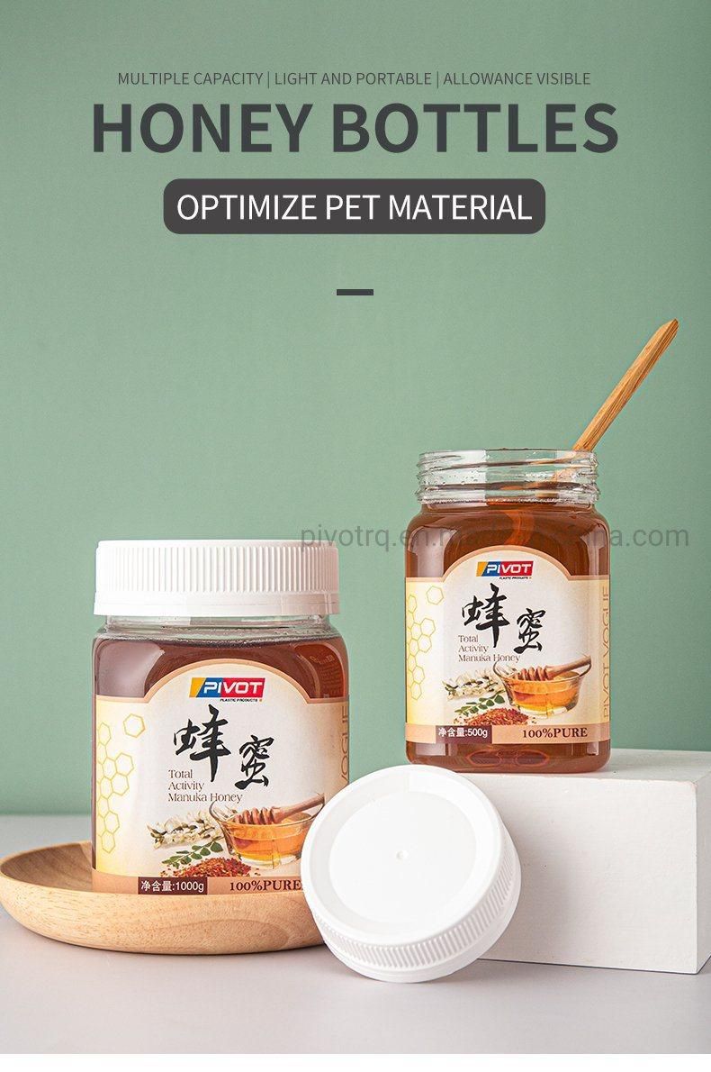 250g 400g 500g 900g 1000g Clear Pet Honey Square Bottle with Safe Ring