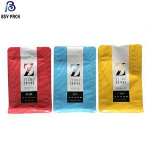 Food Grade Top Zip Lock Flat Bottom Pouch Aluminum Foil Coffee Beans Plastic Packaging Bag with Valve