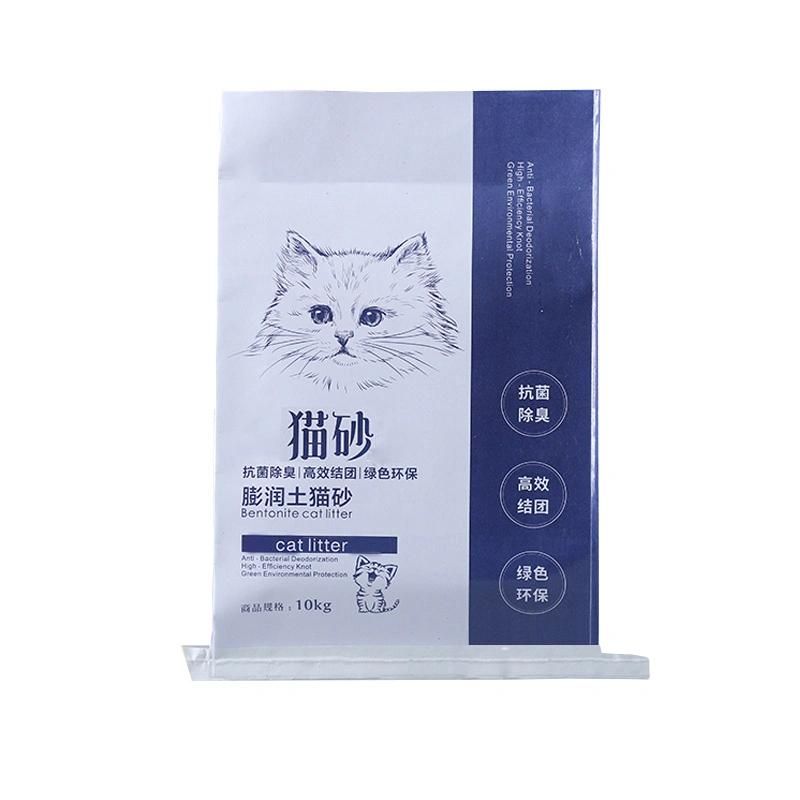 Custom Logo Paper Cat Litter Wood 15kg Kraft Paper Laminated PP Woven Bag Cat Litter Automatic