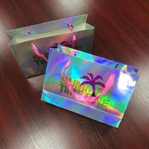 Custom Logo Design Hologram Effect Paper Bag for Summer Time