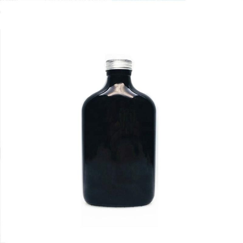 Matte Black 200ml Cold Brew Coffee Bottle Flat Drink Beverage Whiskey 200ml Matte Black Coffee Glass Bottle