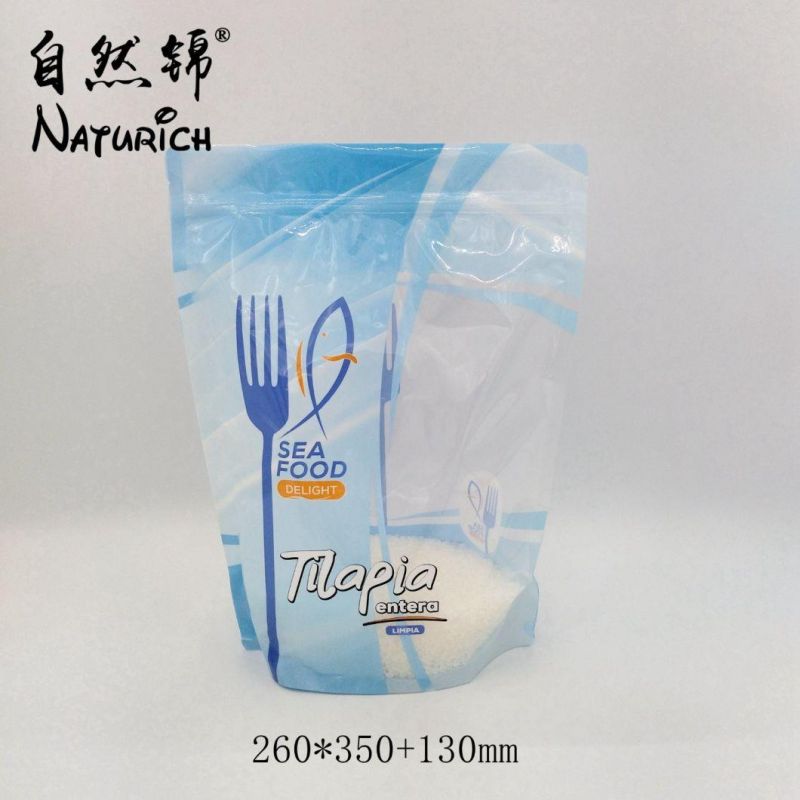 Digital Printing Stand up Zipper Bag for Seafood Transparent Plastic Packing Bag