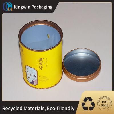 Yellow Tin Jar for Tea Paper Tube Food Packaging Round Tube Jar