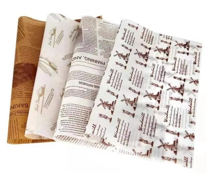 New Hot Design Cmyk Printing Greaseproof Oil Proof Food Wrapper Burger Wrapping Paper