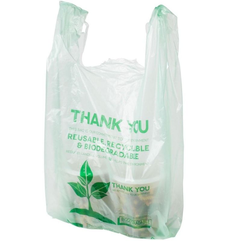 PLA Pbat Cornstarch HDPE LDPE Polyethylene Biodegradable Compost Plastic Custom Printing Recycled Materials Vest Supermarket Packaging Shopping T-Shirt Bags