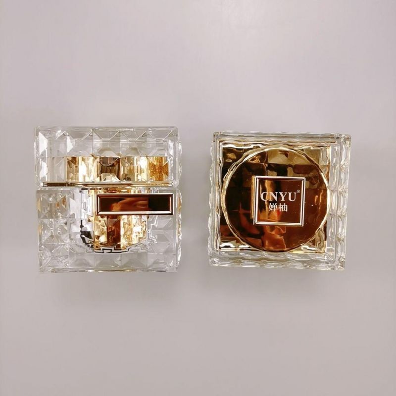 30g 50g Acrylic Square Diamond Crystal Cream Jars for Facial Cream