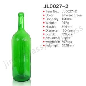 1500 Ml Emerald Red Wine Bottle with Good Quality