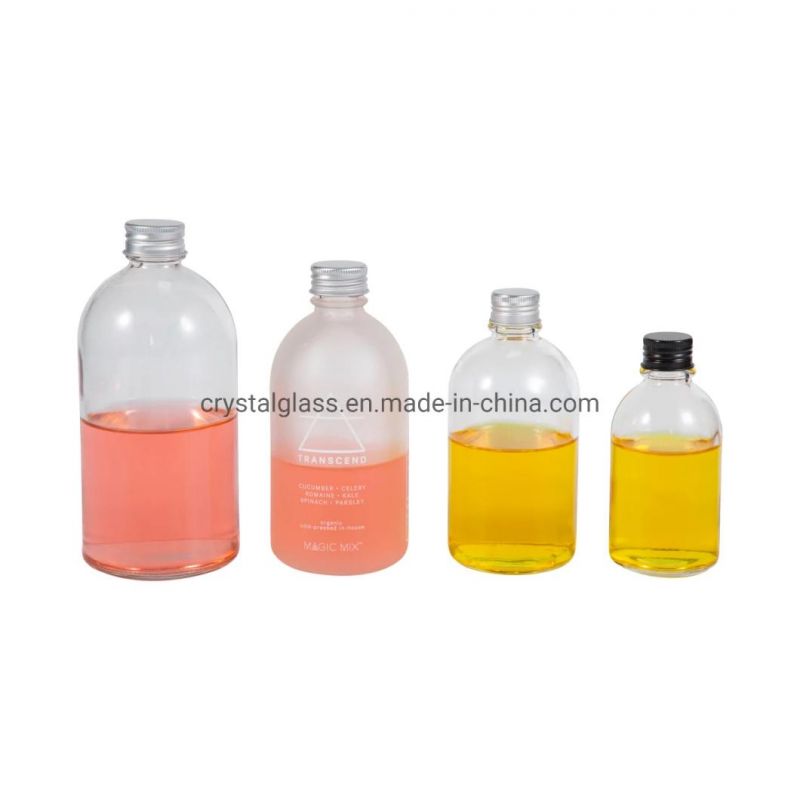 5oz 9oz Transparent Empty Glass Cold-Pressed Juice Beverage Bottle with Lid Customized Logo Printing