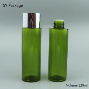 4 Oz Shiny Silver Screw Cap Pet Bottles in Green Color