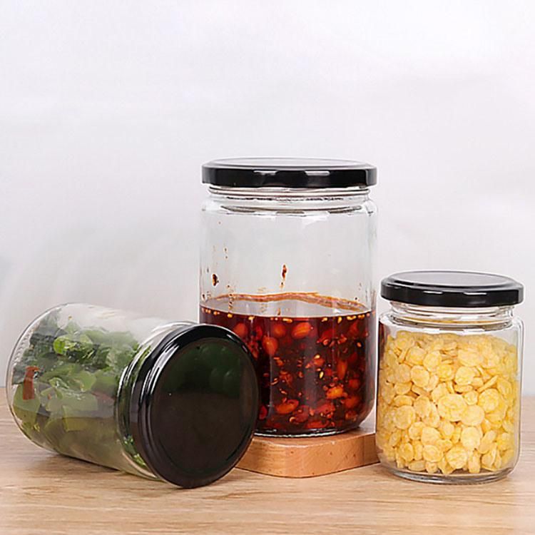 Kitchen Spices Jars 6oz 8oz 12oz 16oz Chili Sauce Glass Jar with Screw Metal Lid