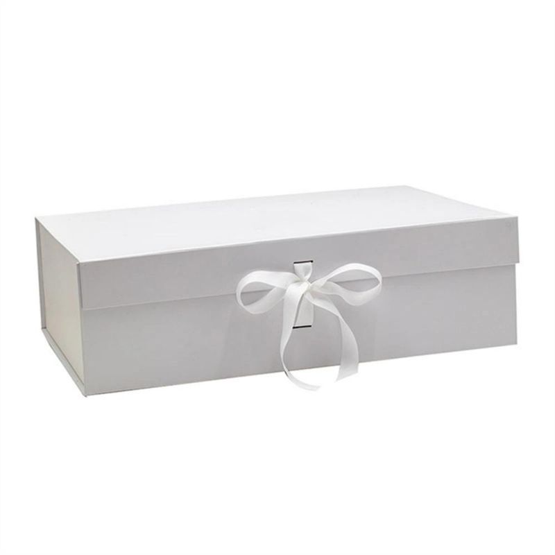 Wholsale White Very Large Folding Gift Set Present Magnetic Ribbon Box