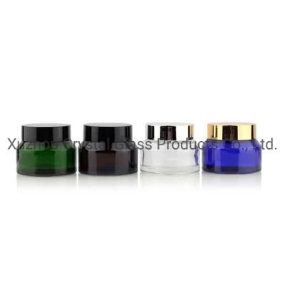 15g 30g 50g Round Clear Cosmetic Glass Jars Cosmetic Packaging with Inner Liners and Dome Lids