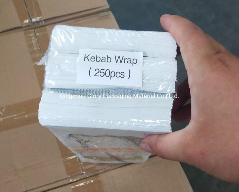 Greaseproof Hot Food Barbecue Doner Kebab Aluminum Foil Laminated White Kraft Packaging Paper Bag