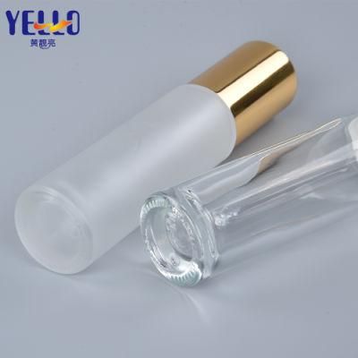 Cosmetic Packaging 30ml 50ml Clear Frosted Glass Lotion Bottle with Pump or Dropper