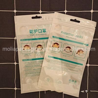 Chinese Factory Custom 3 Side Seal Kf94/KN95 Protective Mask Packaging Bag with Clear Window Zipper Pouch
