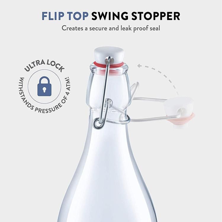 500ml 750ml 1L Clear Kombucha Swing Top Bottle with Stoppers