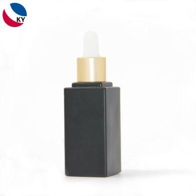 Square Shape 30ml Serum Matte Black Glass Dropper Bottle for Essential Oils with Packing Box