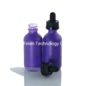 Fancy Purple 1 Oz 2 Oz 3 Oz 30ml 60ml 120ml Boston Round Childproof Dropper Bottles Glass Pipette Bottle for Cosmetic