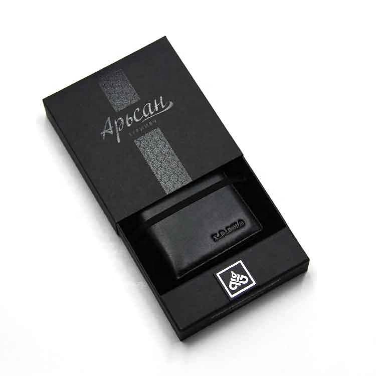 Luxury Gift Men Wallet Packaging Black Paper Cardboard Wallet Box