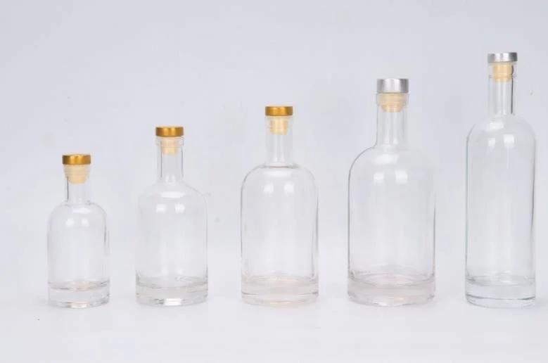 1000ml Round Clear Vodka Whiskey Glass Bottle with Cap