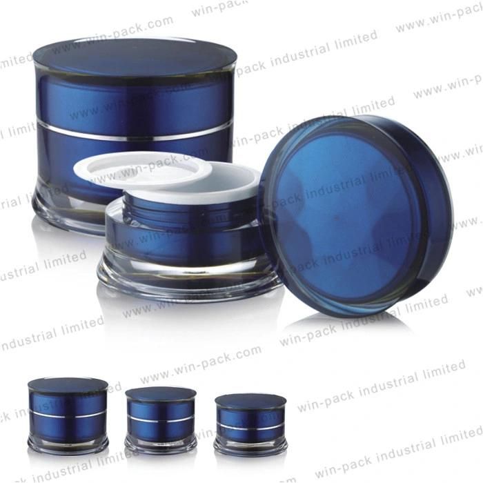 Blue Inner Diamond Shaped Round Cream Jar 50g Luxury Acrylic Jar