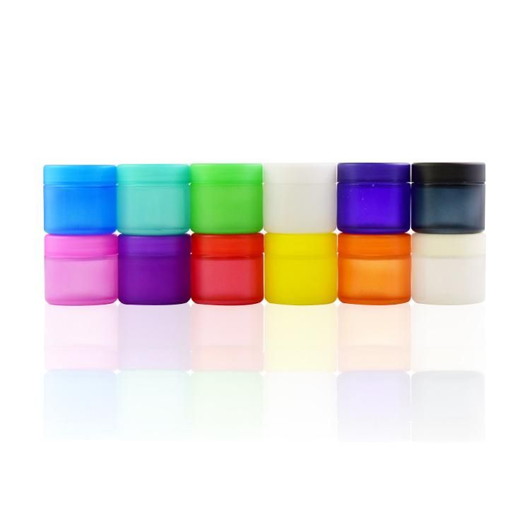 60ml 2oz Smell Proof Colorful 3.5g Weed Glass Jar with Electroplating Match Color Child Resistant Matte Cap Wide Mouth