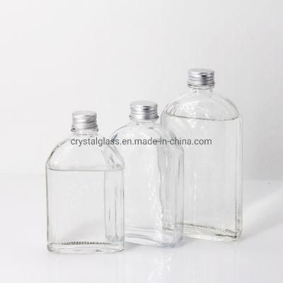 500ml 16oz Big Capacity Glass Flat Alcohol Wine Bottle with Lid