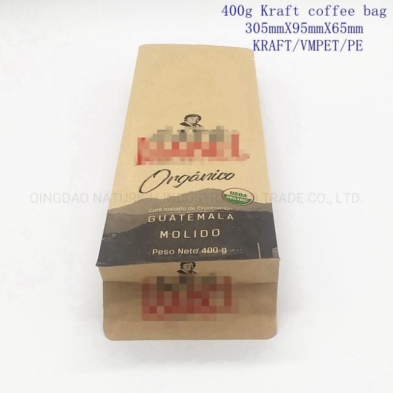 400g Kraft Paper Coffee Bag with Valve Eco-Friendly Paper Bag