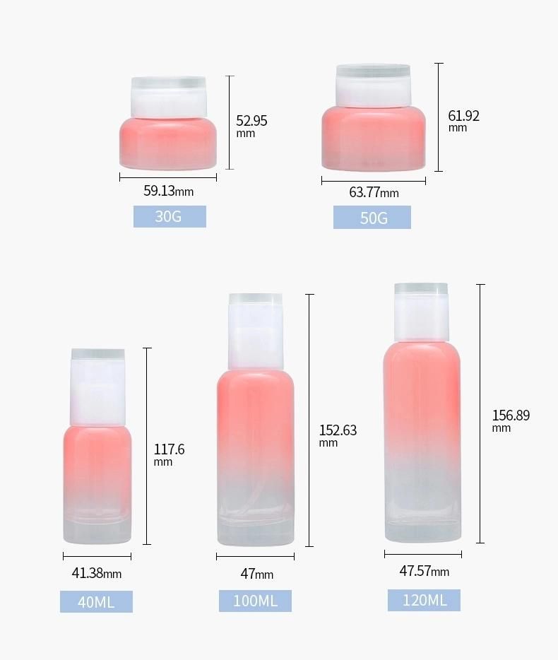 Cosmetic Bottle Set 30g 50g 40ml 100ml 120ml Oz Glass Bottle Containers with Packaging