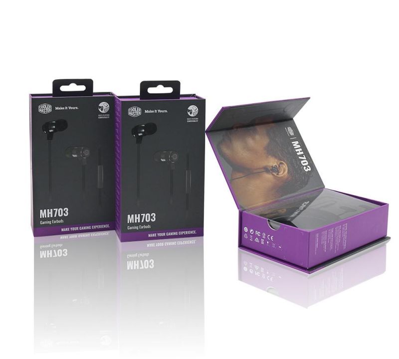 High End Custom Logo Design Handmade Electronic Earphone Packaging Box with Blister Tray