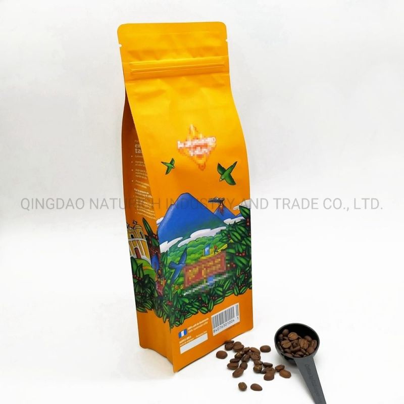 Eco Friendly Quad Seal Flat Bottom Zipper 400g Coffee Bag