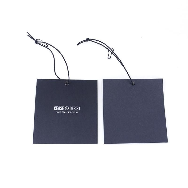 Silver Printed Black Cardboard Paper Custom Hang Tag