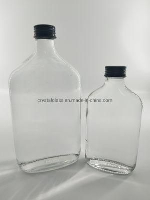 250ml 500m Frosted Flat Flask Glass Milk Juice Beverage Bottle with Cap