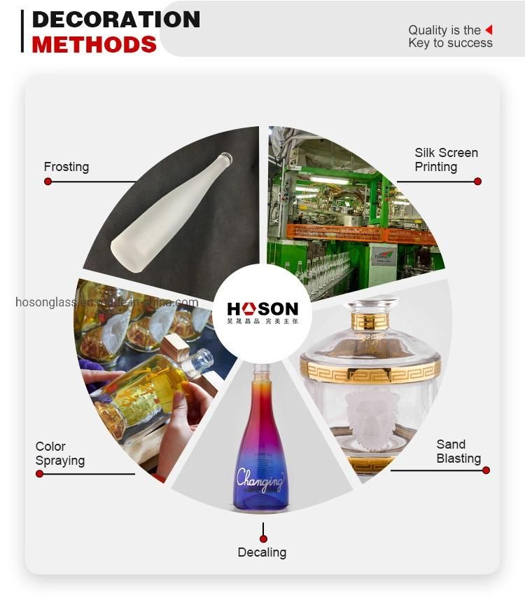 Hoson Customized High temperature Decaling 500ml 700ml Brandy Vsop Wine Glass Bottle