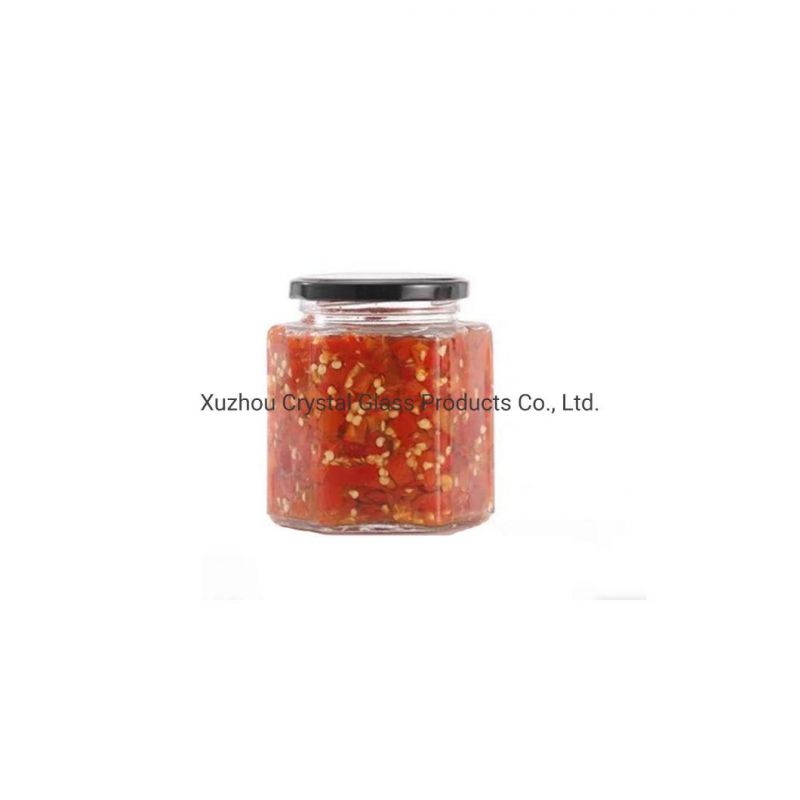 280ml 9 Oz Hexagonal Jam Containers Honey Containers Glass Pickles Containers