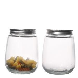 Hot Sale 500ml Metal Lids Round Clear Customize Glass Bottles with Lids Manufacturers