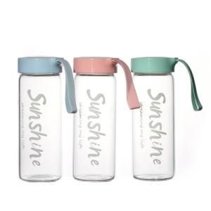 Glass Bottle Factory High Borosilicate 600ml Beverage Portable Water Bottle with Lids